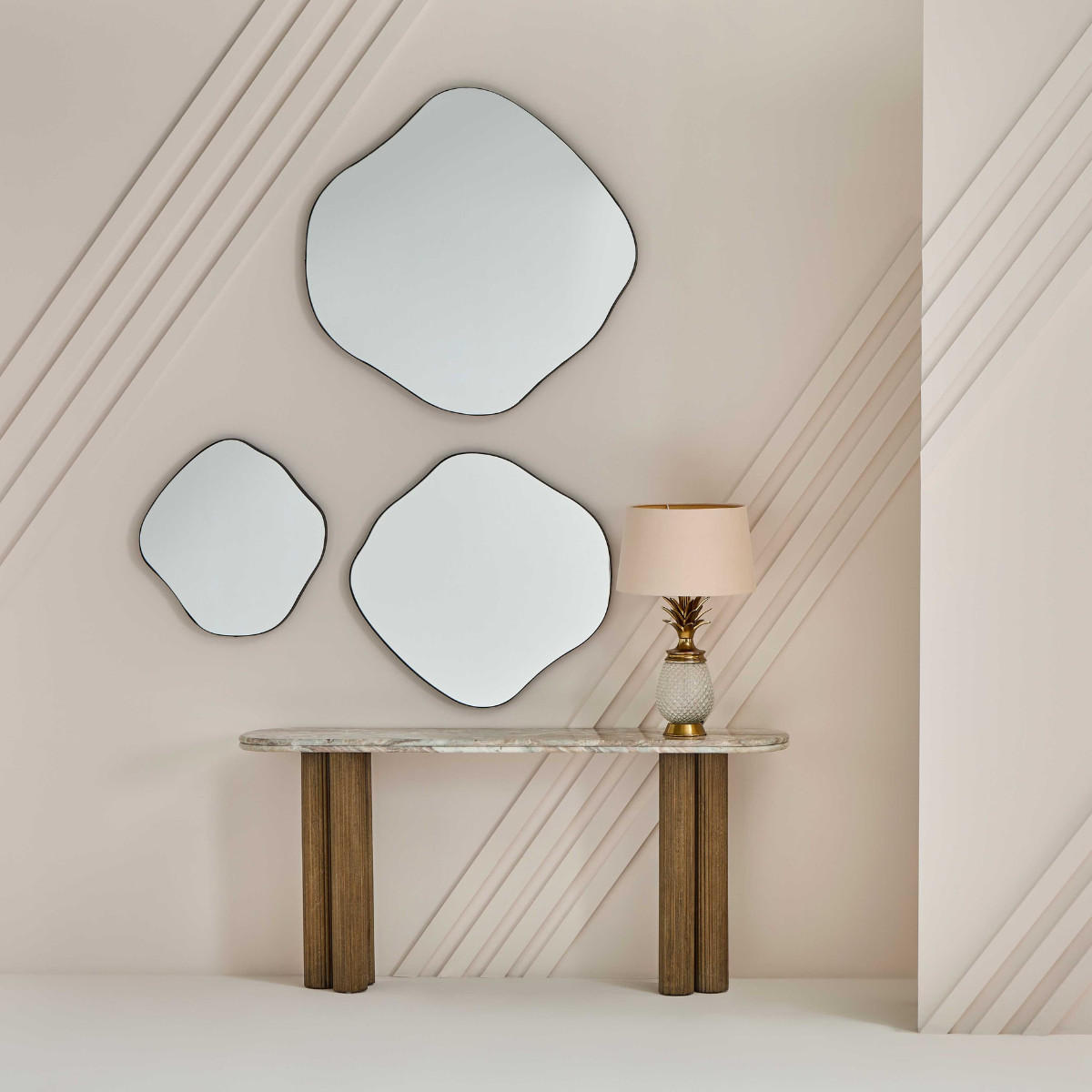 KONSOLENTISCH aus Massivholz und Marmor 165/77/38 cm - Blau, Holz (12/38/77cm) - Signature