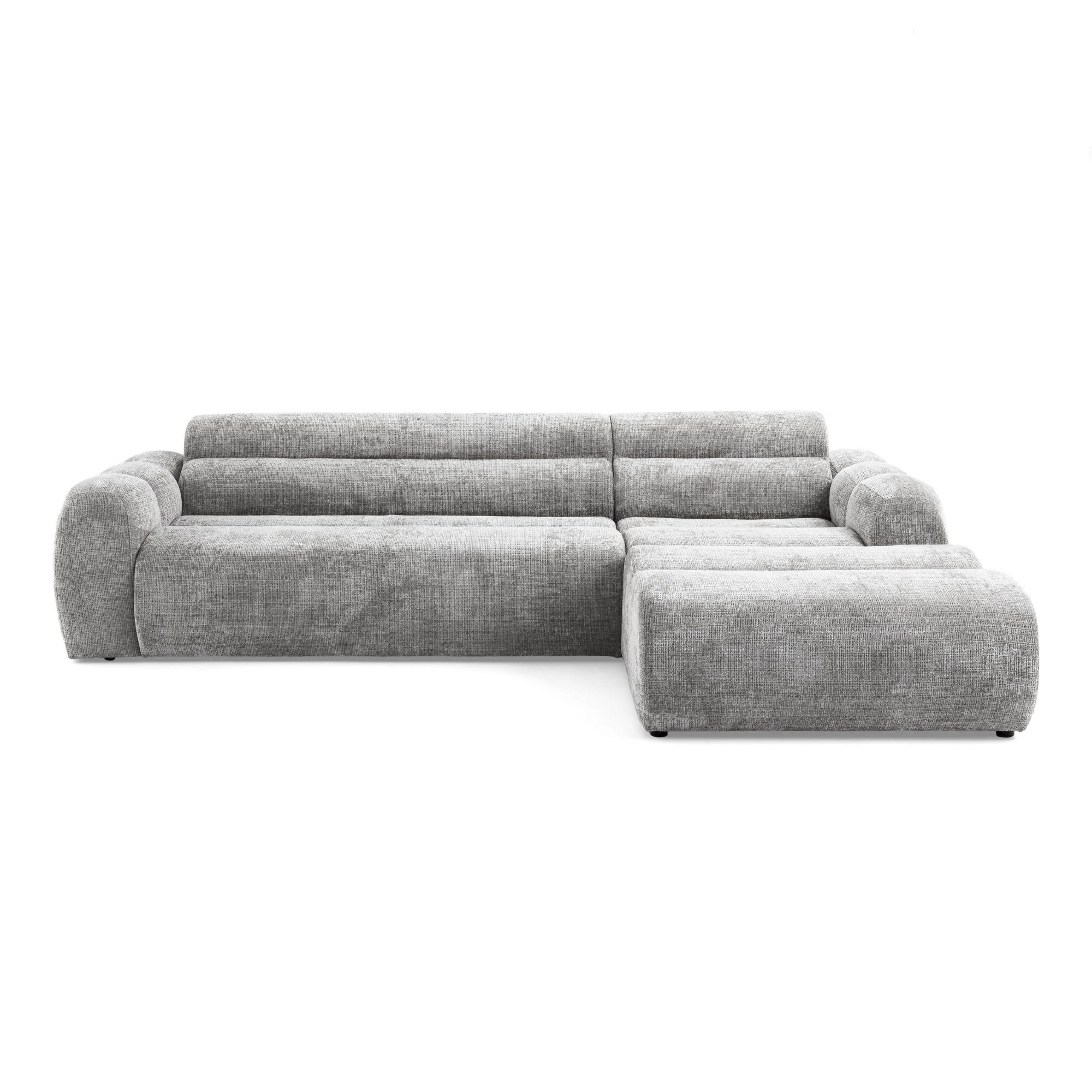 4-SITZER modulares Ecksofa VEER SET 1 Rechts, 298 x 175 cm, Chenille Webstoff Grau - Schwarz/Grau, Holz/Kunststoff (175/298cm) - Muffo