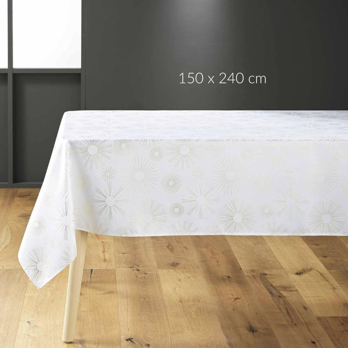 TISCHDECKE Pampille Weiß/Gold - Weiß, Textil (150cm) - Douceur d´intérieur