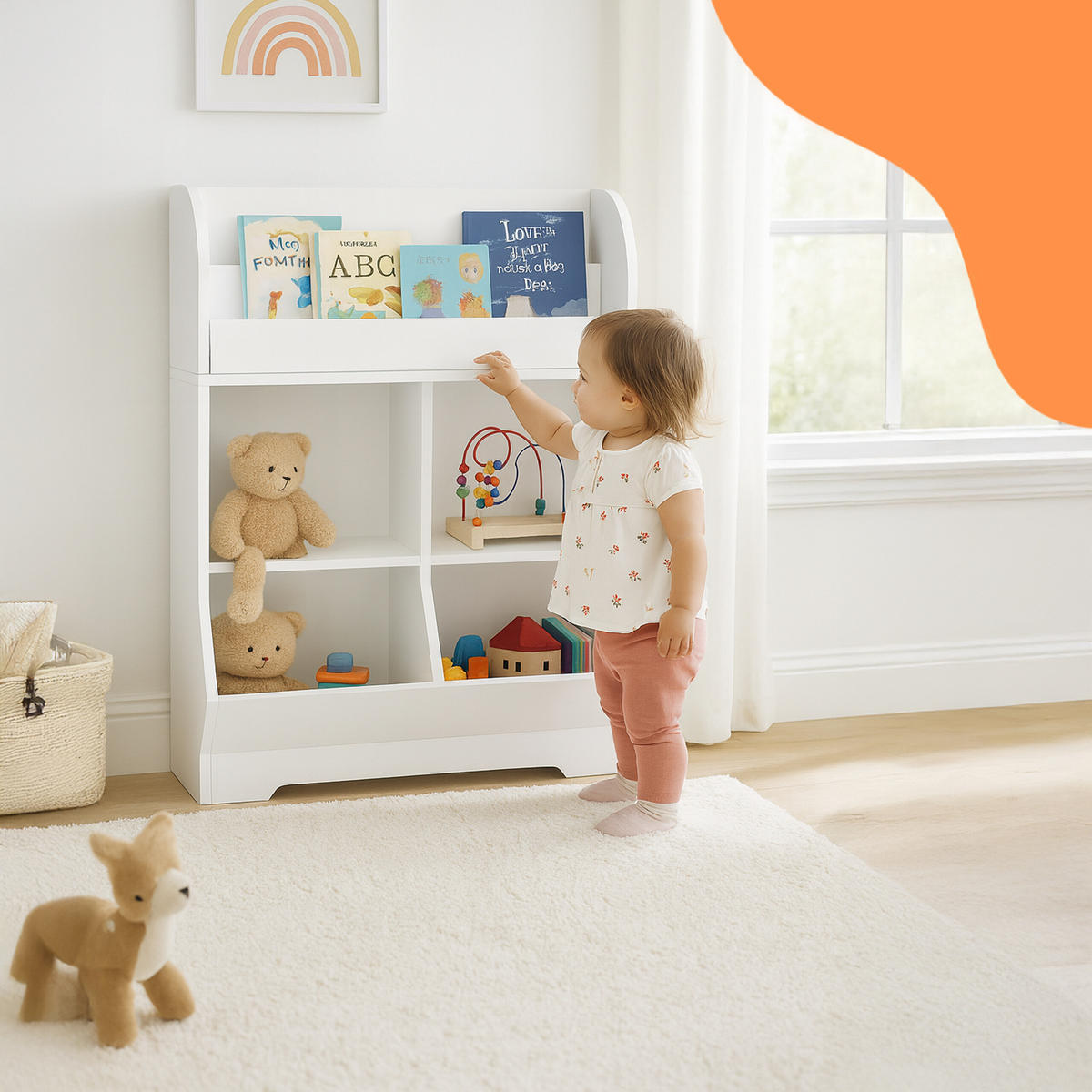 KINDERREGAL - Weiß, Holzwerkstoff (67/89.5/30cm) - Relaxdays