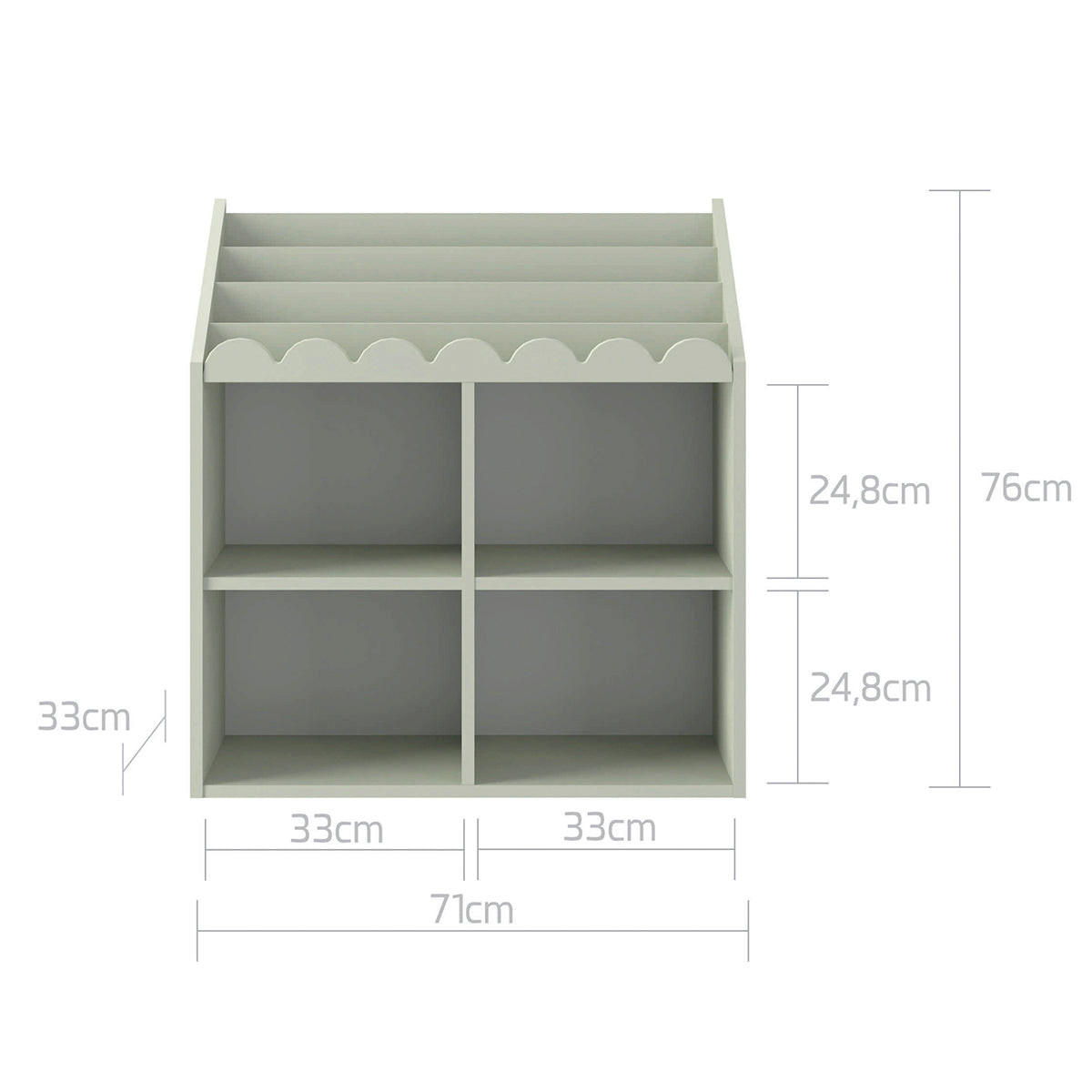 BÜCHERREGAL Book Nook Salbeigrün - Grün, Holzwerkstoff (71/76/33cm) - Petits-meubles