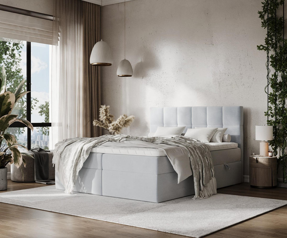 POSTEL BOXSPRING VARENO 160/200 Světle šedá - černá/světle šedá, kov/dřevo (160/200cm) - AltaBeds