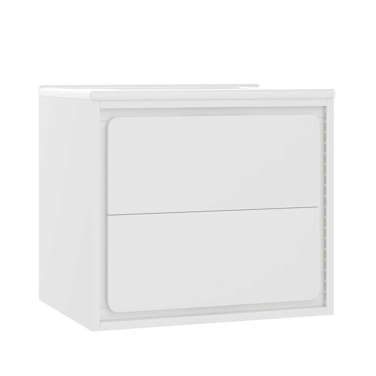 WASCHTISCHKOMBI Badezimmerschrank 60x46x50cm in Weiß mit Radar-Sensor-LED & Keramikbecken - Weiß, Holzwerkstoff (60/50/46cm) - Modfu