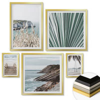 WANDBILDER 5er Set - 50x50 cm & 20x30 cm & 40x60 cm Goldrahmen - Strandtreppe Schaukel Meer - Goldfarben, Kunststoff (40/60cm) - ArtPrintCave