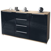 SIDEBOARD Linio Schwarz Hochglanz - Schwarz Hochglanz, Holzwerkstoff (138.5/75.5/35cm) - Vladon