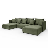 ECKSOFA Sofa U-Form Couch U form Hannover Stoff Castel Grün - Grün, Holz (348/188cm) - Kaiser Möbel