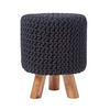 STRICK-HOCKER schwarz, Dreibein 32/32/42 cm - Schwarz, Textil (32/42/32cm) - Homescapes