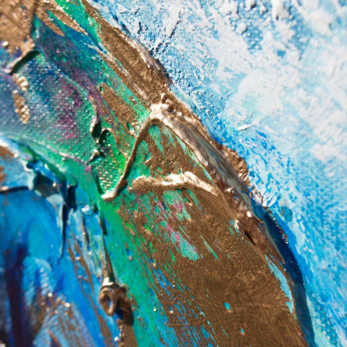 GEMÄLDE Leguan auf Keilrahmen 140x70 cm - Türkis, Holz (140/70cm) - YS-art gallery