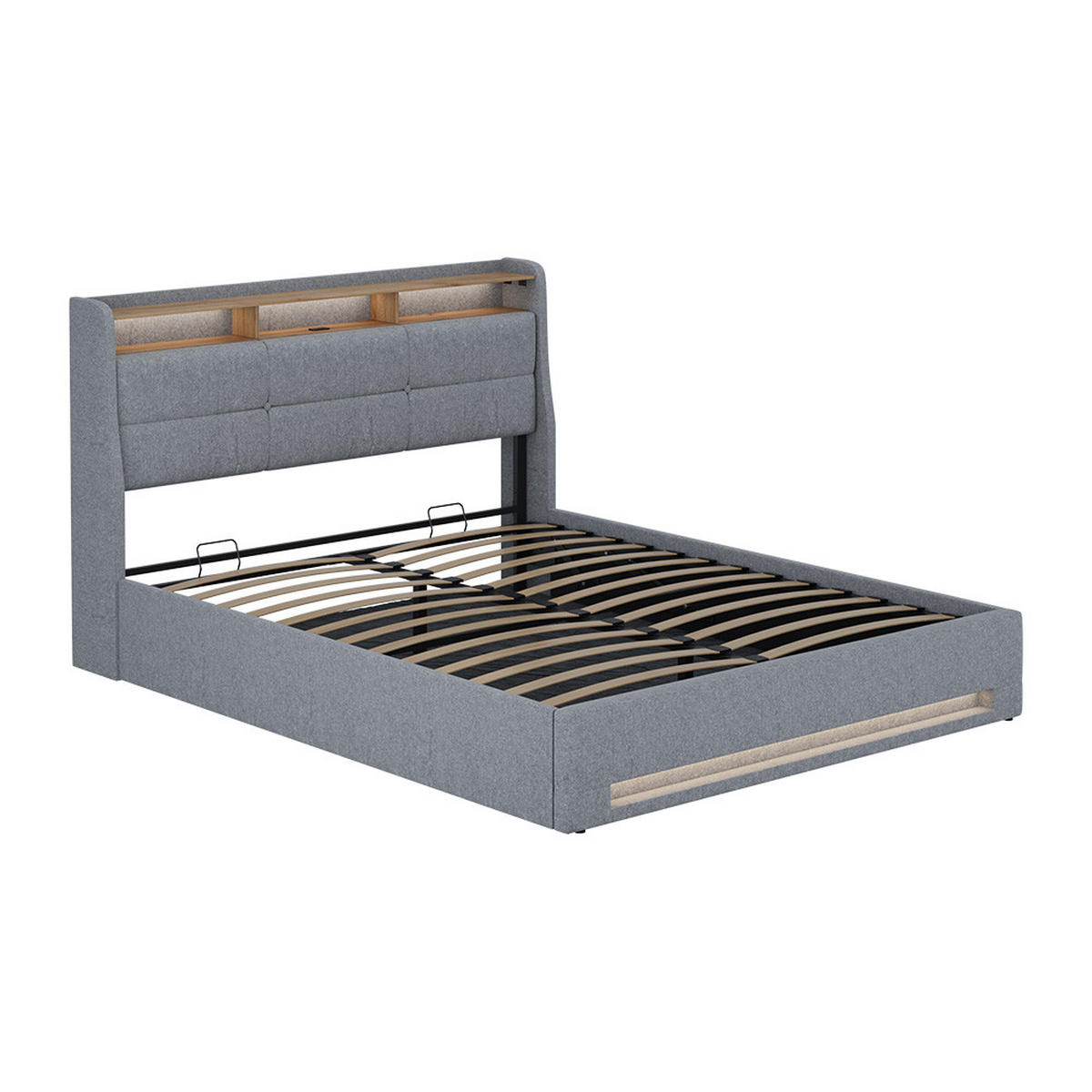 ČALOUNĚNÁ POSTEL Christin Šedá/dubová - šedá, kompozitní dřevo - VitaliSpa