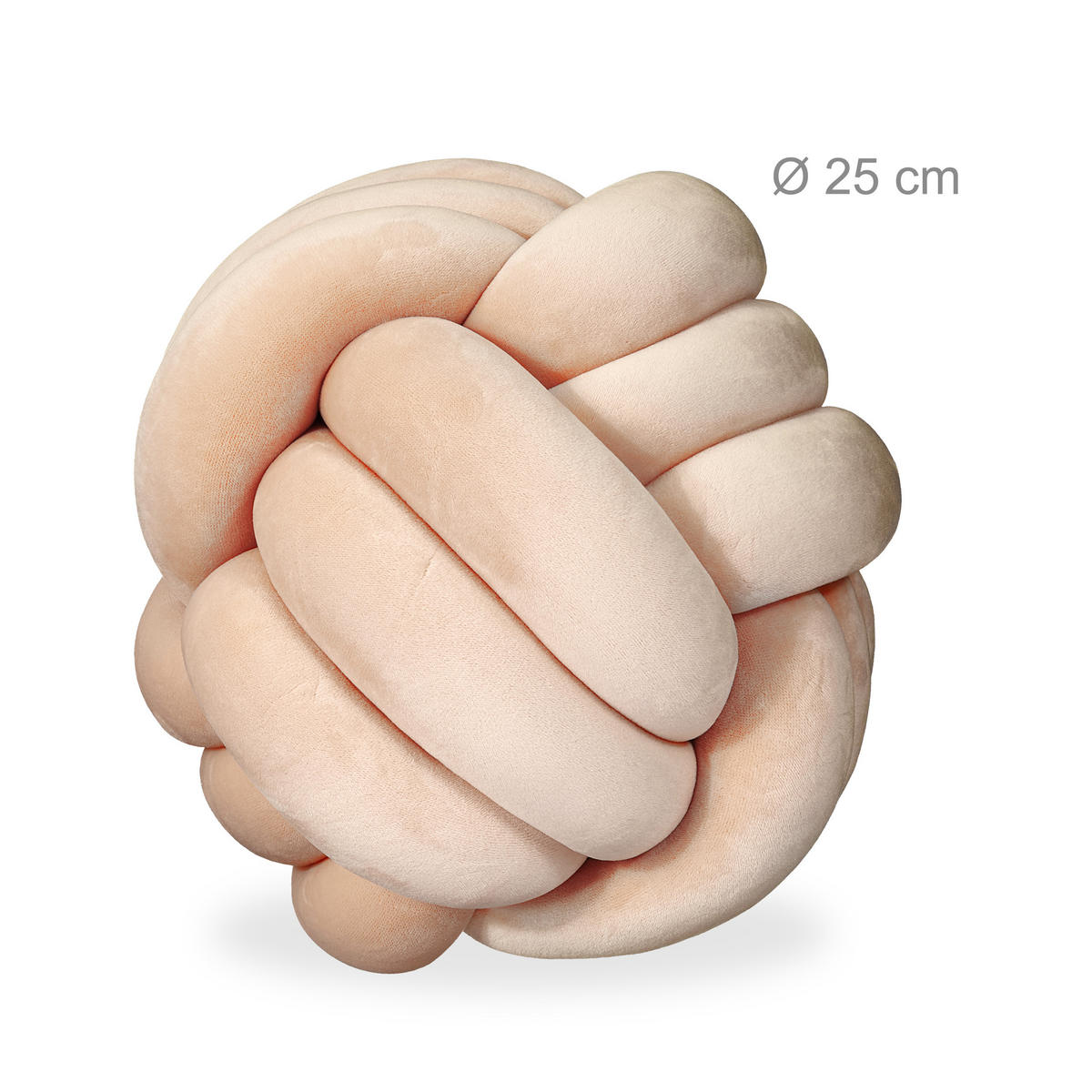 KNOTENKISSEN - Beige, Textil (25/25cm) - Relaxdays