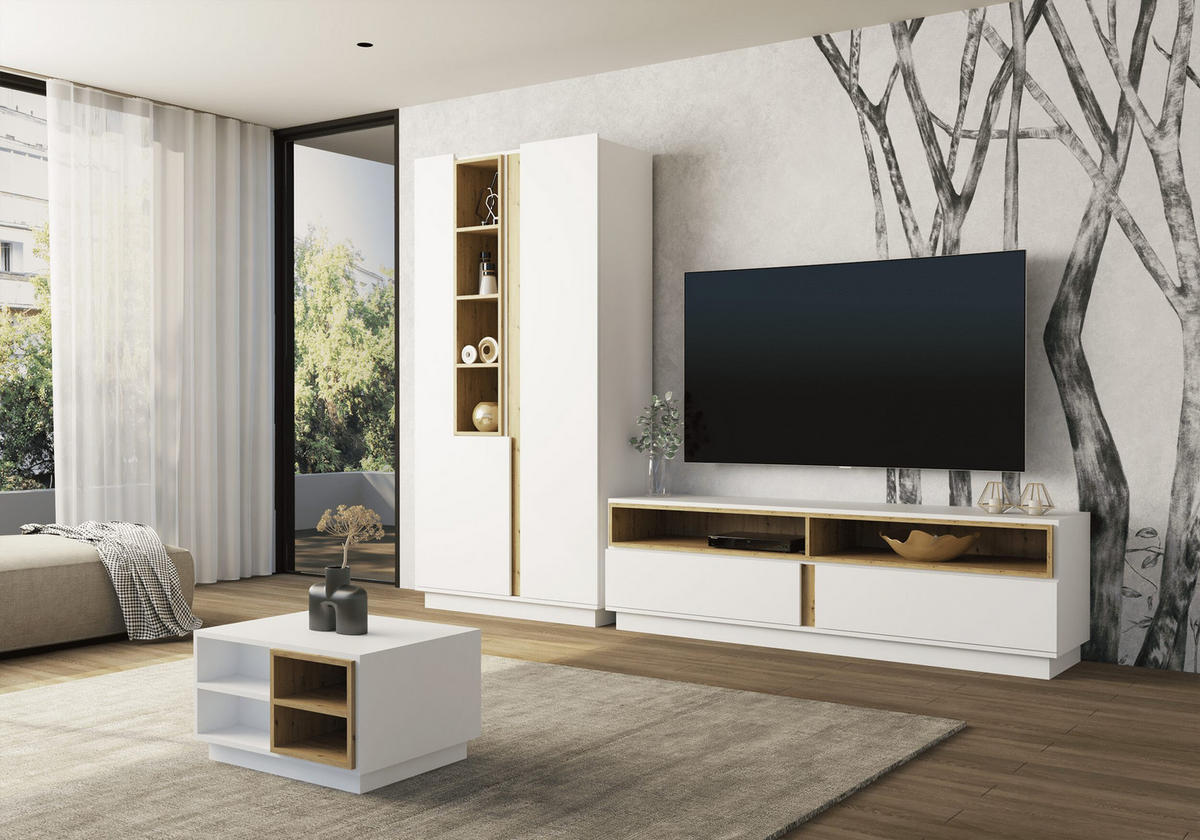 TV-SCHRANK - RTV Reyla 09 Weiß - Weiß, Holzwerkstoff (180/55/42cm) - Möblo