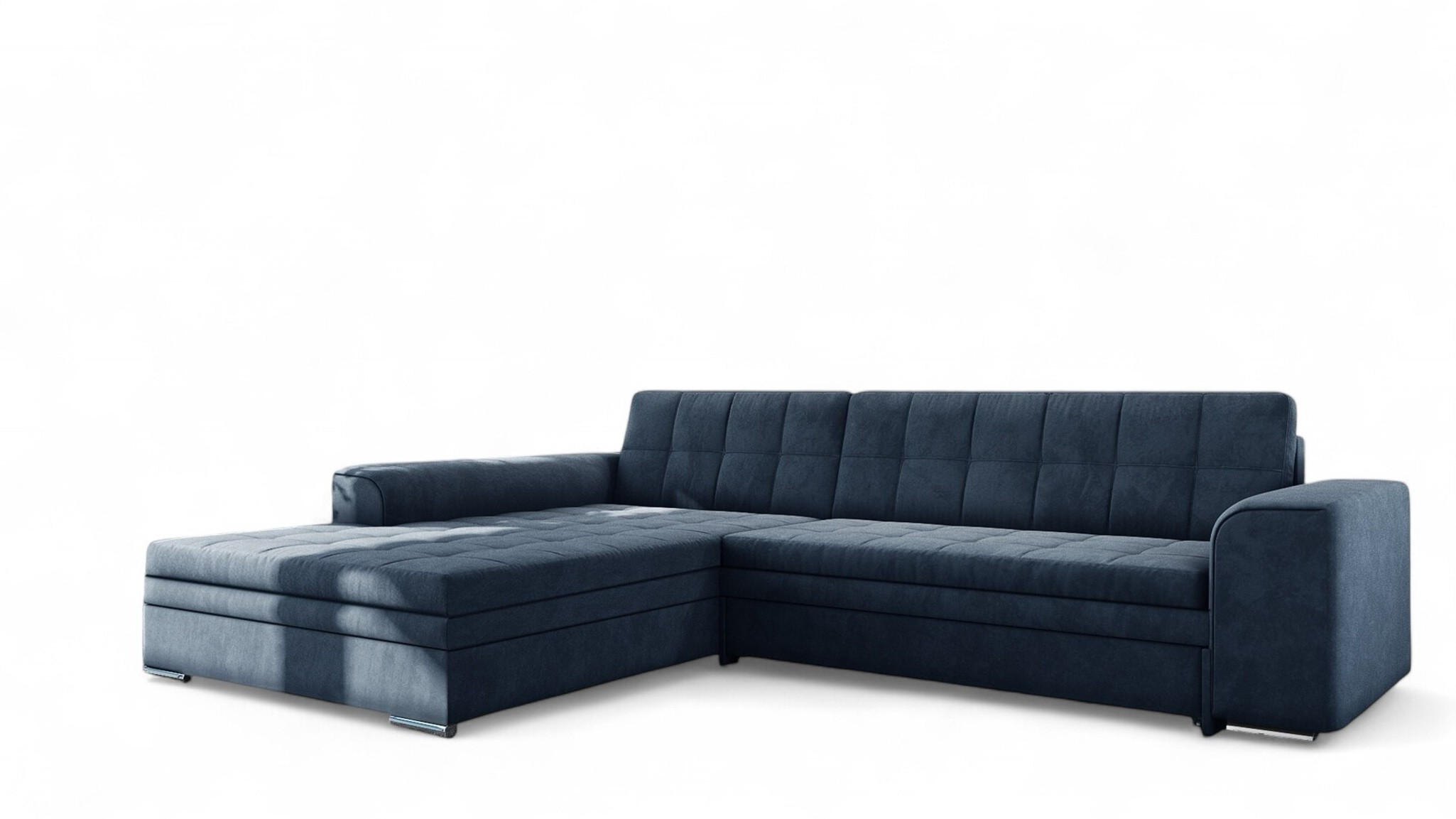 ECKSOFA Lusaka Mit Schlaffunktion - Dunkelblau, Holzwerkstoff/Textil (292/198cm) - Fun Möbel