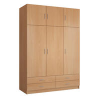 DREHTÜRENSCHRANK STELLINA 135/194/54,6cm 6-türig Buchefarben - Buchefarben, Holzwerkstoff (135/194/54.6cm) - MASSENO