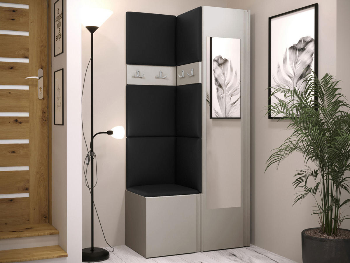 GARDEROBEN-SET Orion XXV - Kaschmir/Schwarz, Holzwerkstoff/Kunststoff (82/186/46cm) - MIRJAN24