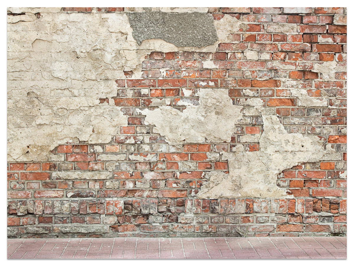 FOTOTAPETE für Wohnzimmer Alte Ziegelwand Rustikal 400x280 - Beige/Rot, Papier (400/280cm) - Muralo