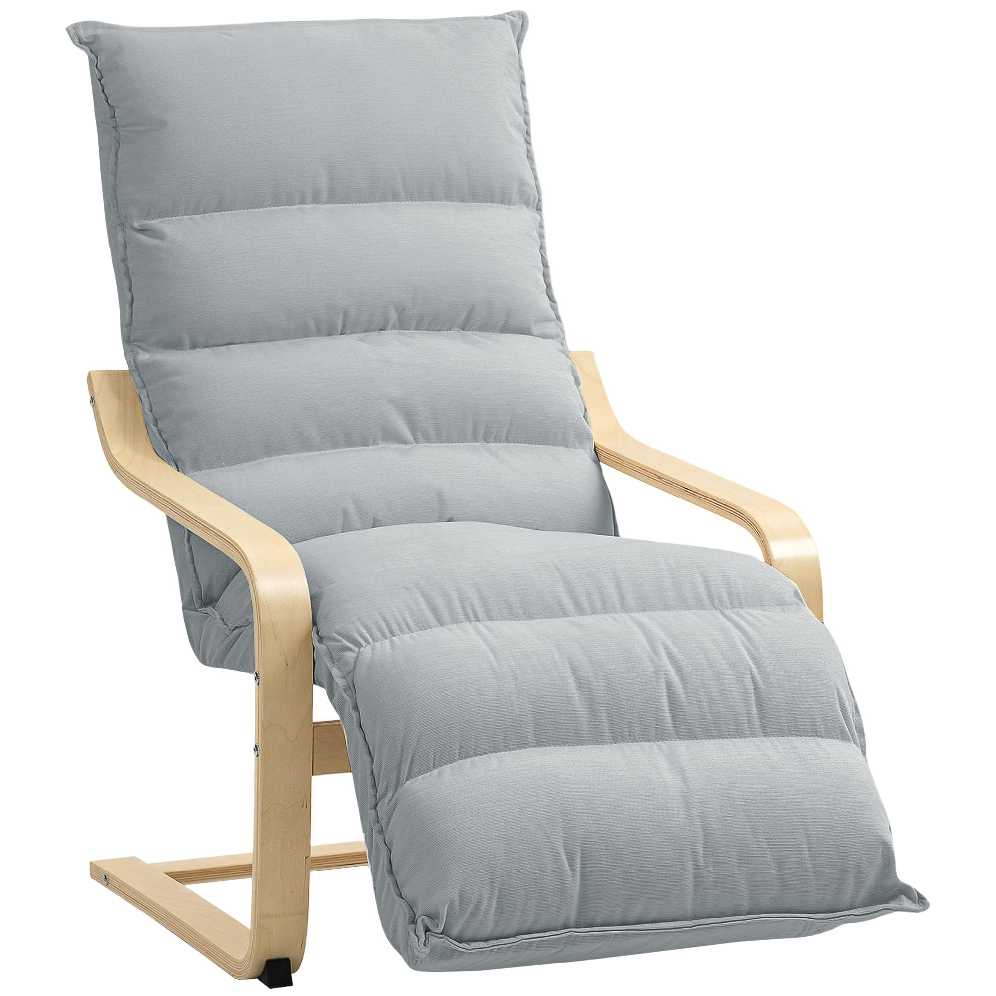 LOUNGE-SESSEL mit verstellbarem Fußteil, Hellgrau - Hellgrau, Kunststoff (67/105/114cm) - HOMCOM