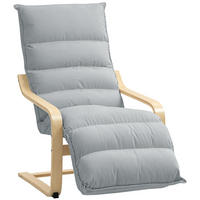 LOUNGE-SESSEL mit verstellbarem Fußteil, Hellgrau - Hellgrau, Kunststoff (67/105/114cm) - HOMCOM