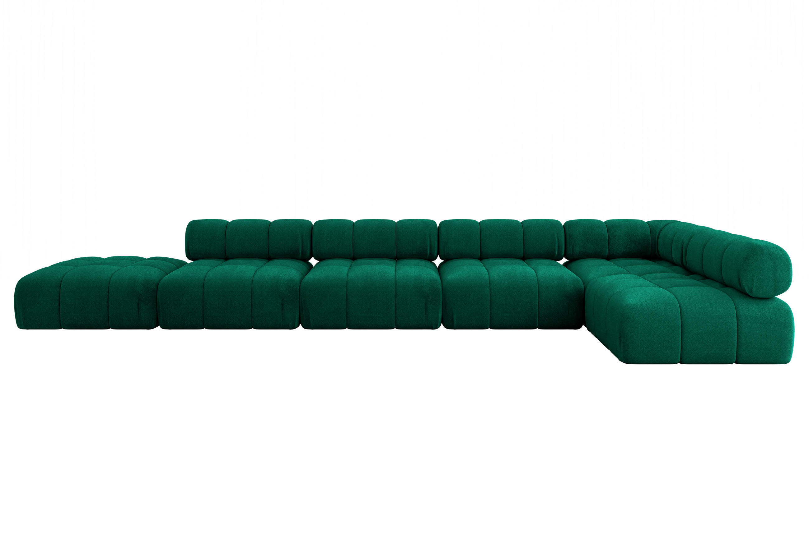 ECKSOFA modulares Sofa Favio-L3 - 475x190x70 cm Dunkelgrün Velours - Dunkelgrün, Holzwerkstoff/Textil (475/190cm) - ALTDECOR