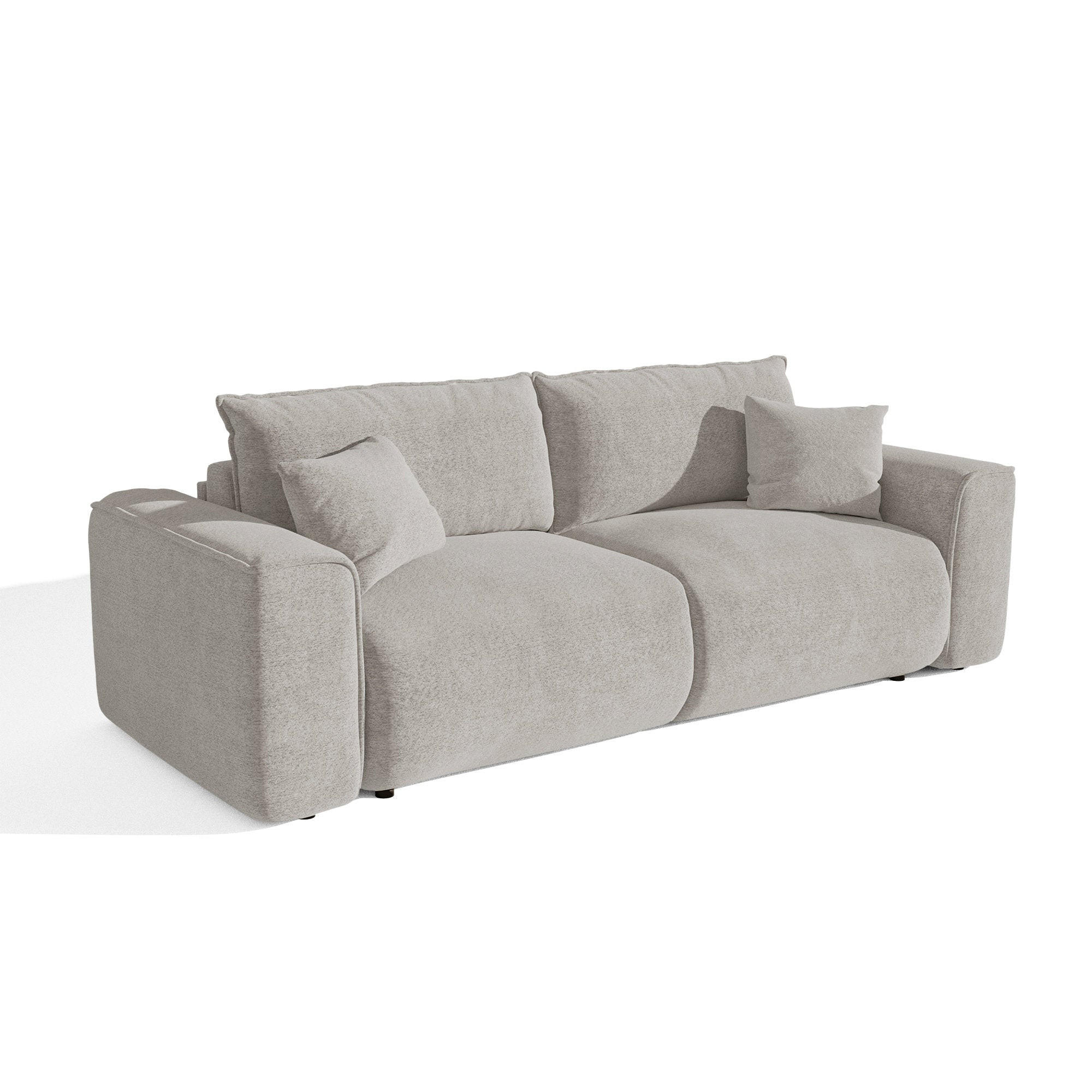 SCHLAFSOFA mit Stauraum COMO Bouclé-Stoff Hellgrau 254cm - Hellgrau/Grau, Textil (254/78/95cm) - Premium Interiors