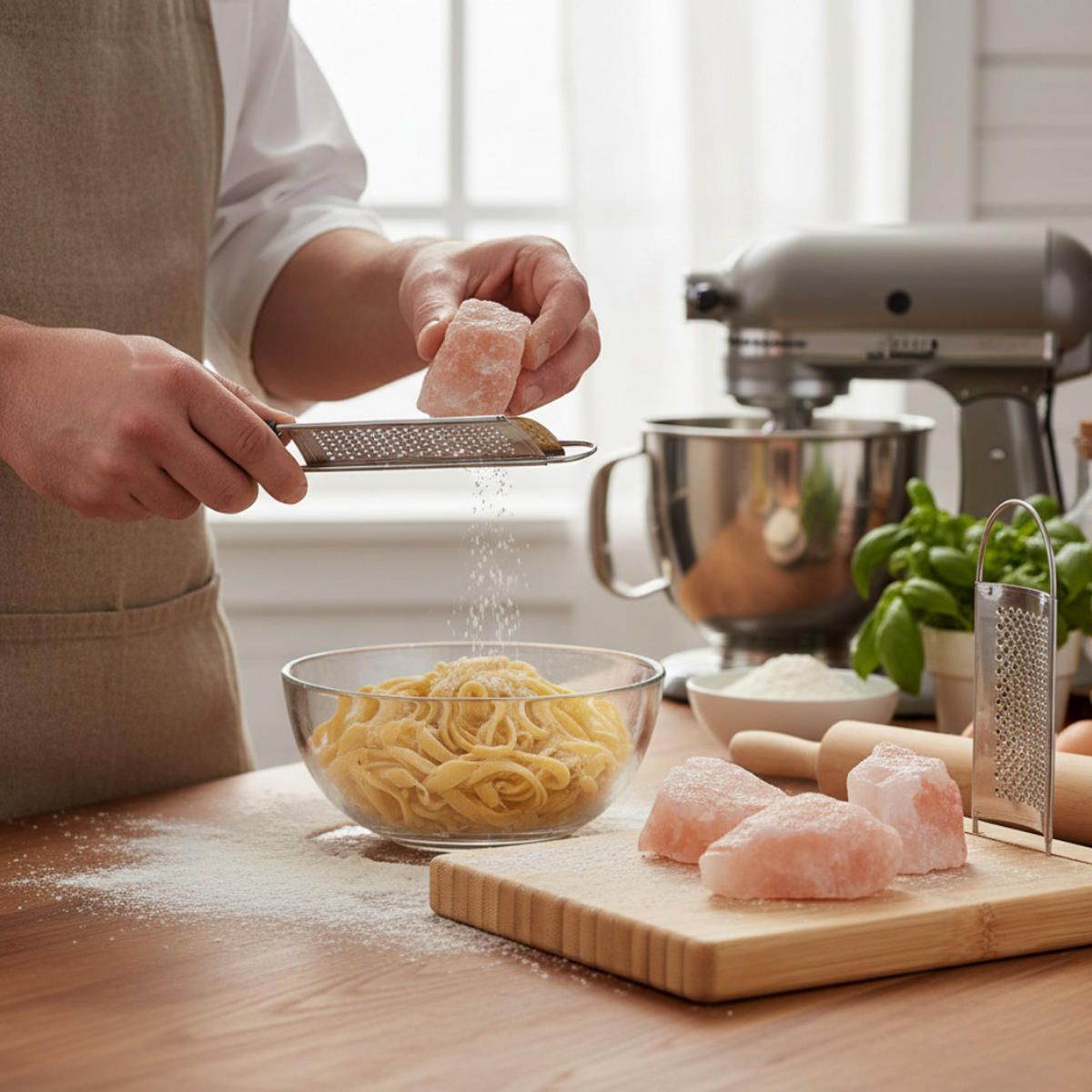 SALZSTEIN Set 3-tlg mit Reibe und Schneidebrett aus Eichenholz - Silberfarben/Naturfarben, Holz/Stein (15/12/20cm) - JUNG