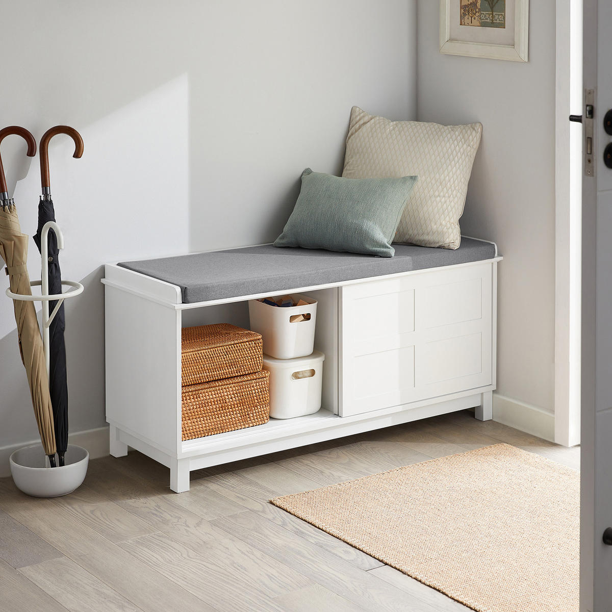 SCHUHBANK Weiß - Weiß, Holzwerkstoff (114/53/40cm) - SoBuy