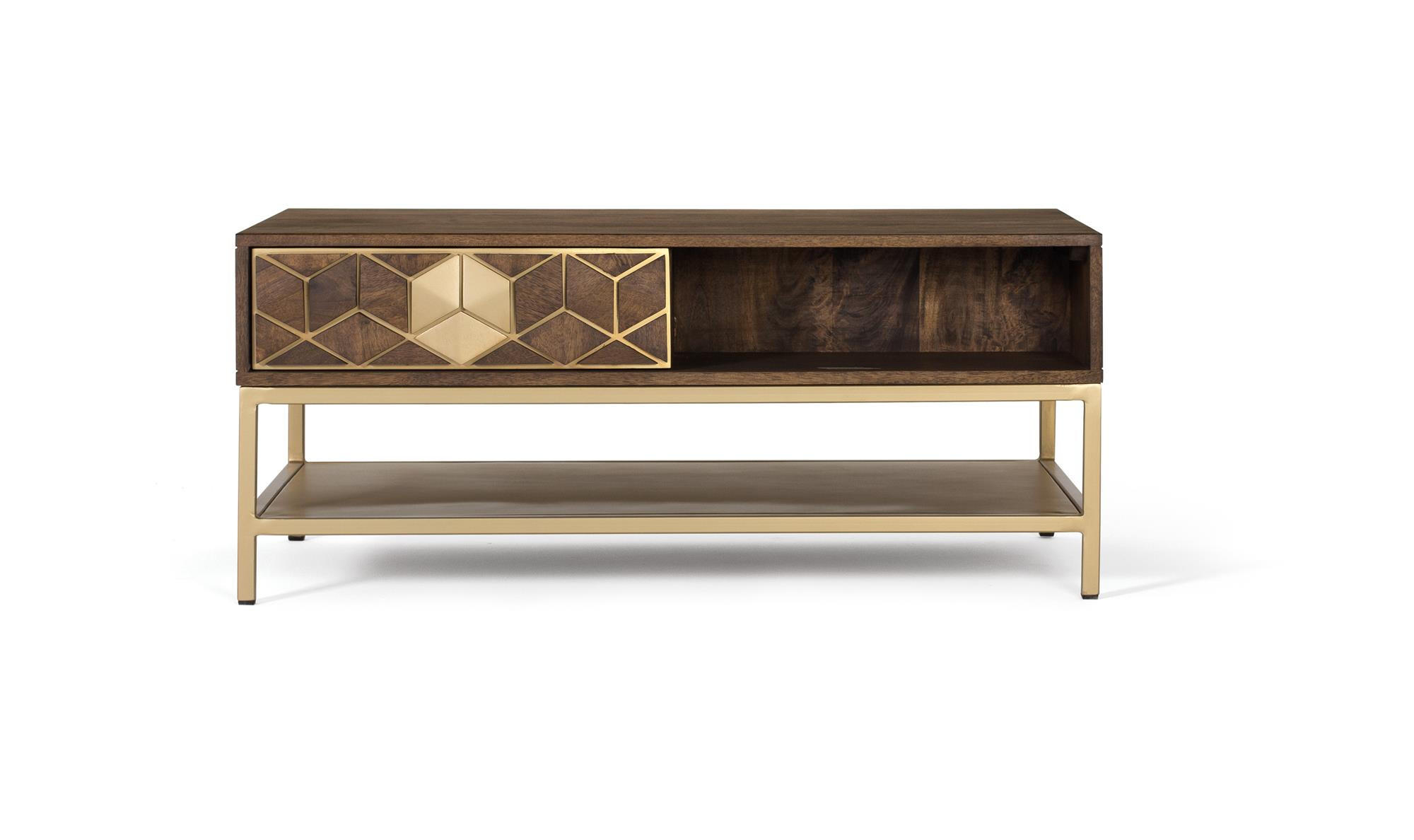 COUCHTISCH aus Mangoholz und Metall - Braun, Holz (100/60/43cm) - Giner y Colomer