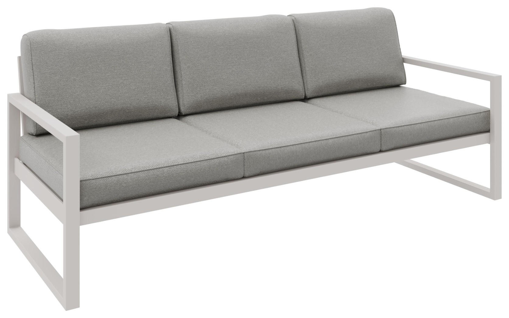 GARTENBANK Bellano Outdoor 3-Sitzer Polster-Loungebank, Stahlgestell Kaschmir, Taupe 76/216/80 cm - Beige, Textil (216/86/80cm) - WFL GROUP