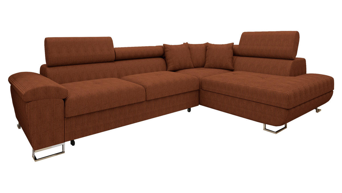 ECKSOFA Cotere Cord, Seite: Rechts - Braun, Holz/Textil (270/202cm) - MIRJAN24