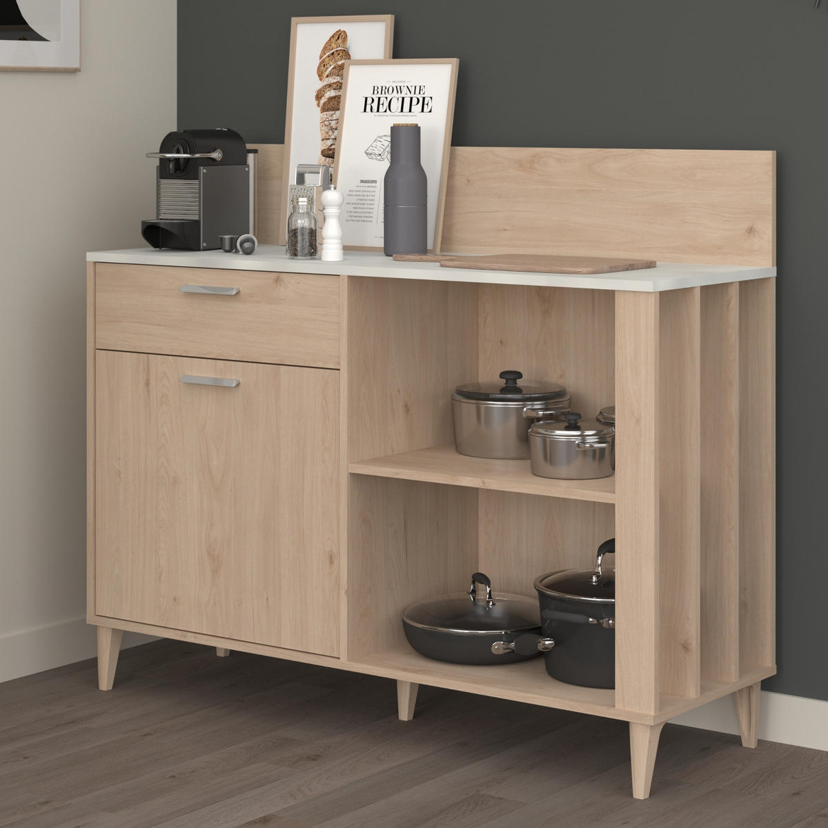 ANRICHTE Eiche, grau Küchenschrank und Buffet 120 cm - Eichefarben/Grau, Holzwerkstoff (120/100/41cm) - Parisot Meuble