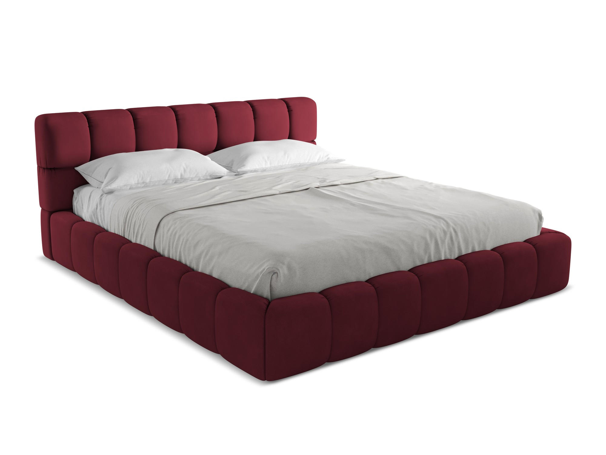 POLSTERBETT mit Bettkasten und Lattenrost 200x228 Rot - Rot/Weinrot, Kunststoff/Textil (180/200cm) - Makamii