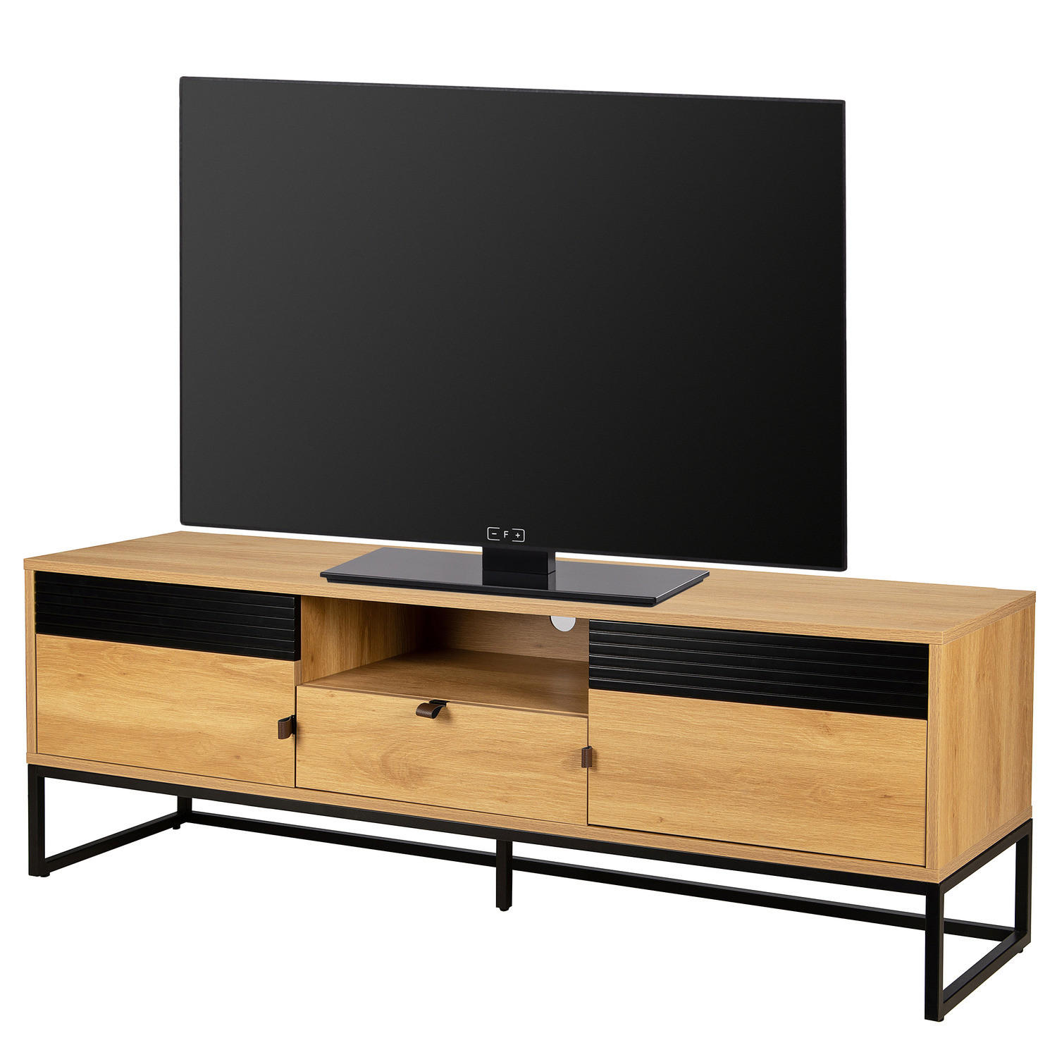 TV-LOWBOARD - Eichefarben/Schwarz, Holzwerkstoff/Kunststoff (160/55/40cm) - home24