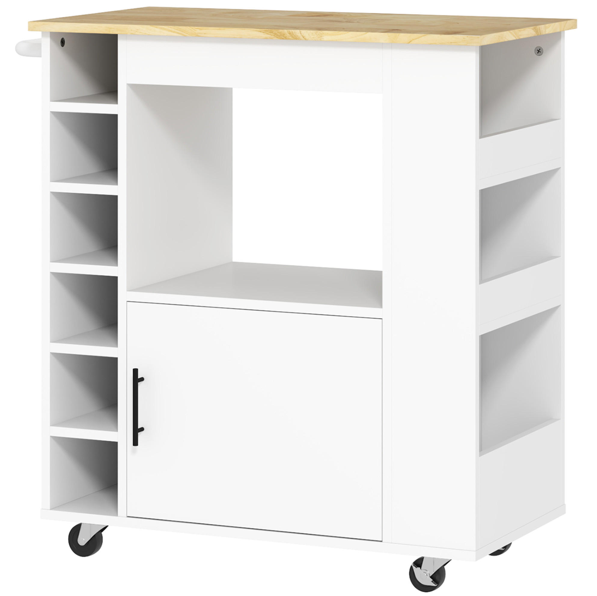KÜCHENWAGEN 83/40/83 cm in Eiche mit Weinregalen und Rollen - Weiß, Holzwerkstoff (83/83/40cm) - Flora Grace