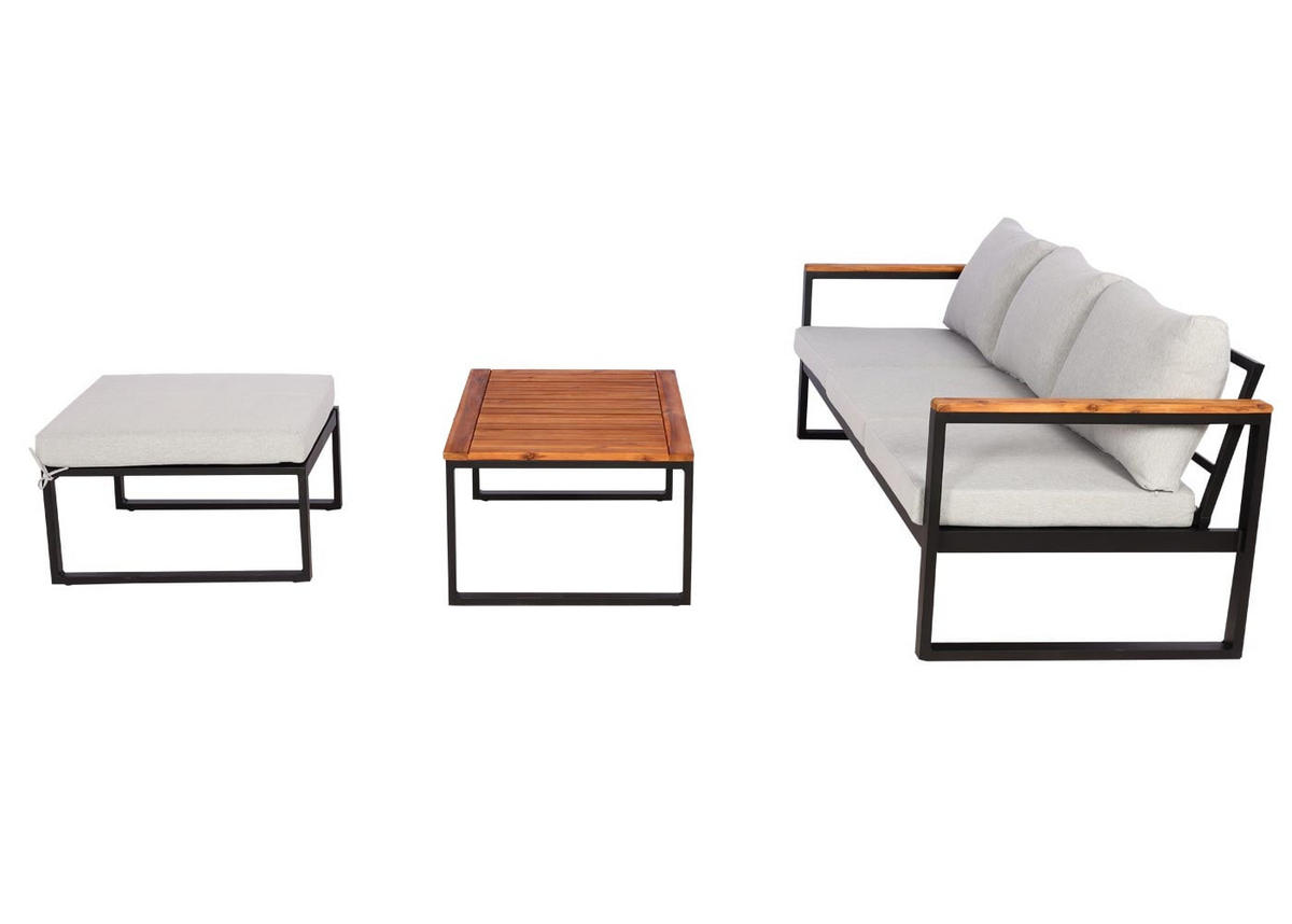 GARTENLOUNGE Hellgrau - Grau, Metall - PROREGAL