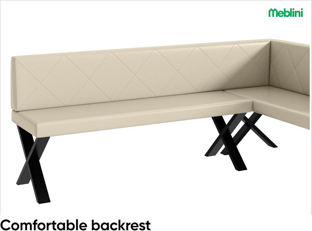 ECKBANK ERIC_X - Creme, Leder (142/196cm) - Meblini