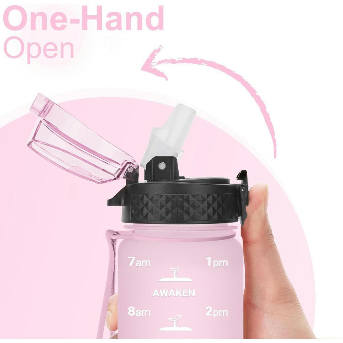 TRINKFLASCHE mit Strohhalm 500 ml Rosa - Rosa, Kunststoff (7/7cm)