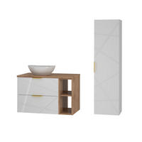 BADMÖBEL Aurora 2er-Set Weiß - Weiß, Holzwerkstoff (80.6/52.2/46.5cm) - Petits-meubles