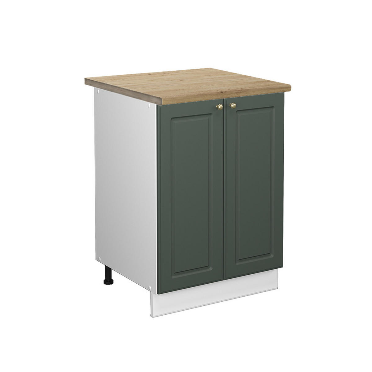 KÜCHENUNTERSCHRANK Fame-Line Grün-Gold Landhaus 60 cm, AP Eiche - Weiß/Grün, Holzwerkstoff (60/82/60cm) - Vicco
