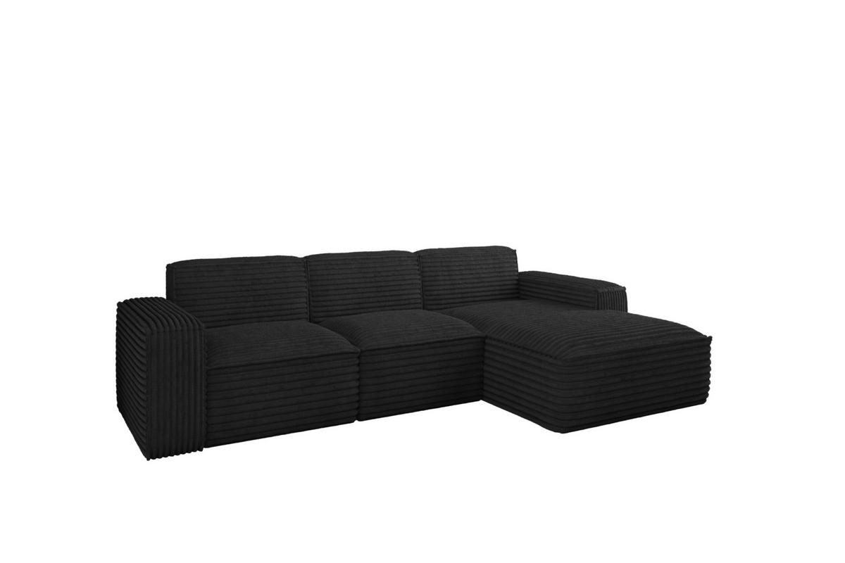 ECKSOFA L-Form Siena Stoff Velo Schwarz Rechts - Schwarz, Holz/Kunststoff (266/165cm) - Kaiser Möbel
