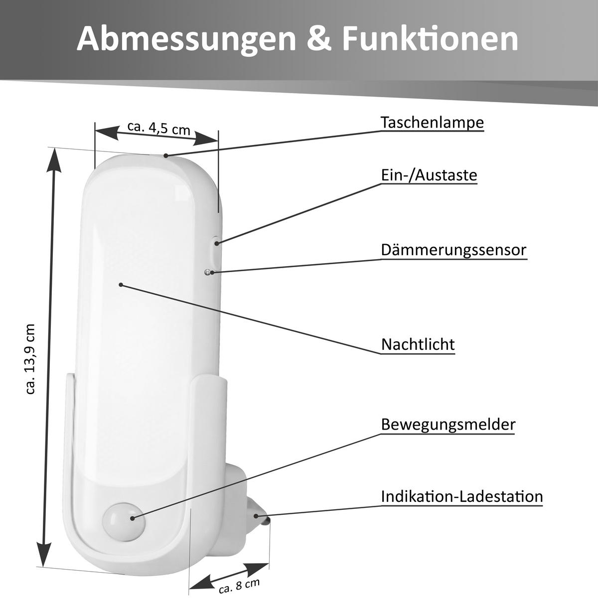 LED-ORIENTIERUNGSLEUCHTE Oval Weiß Kunststoff 2er-Set - Weiß, Kunststoff (8/5/14cm) - Northpoint