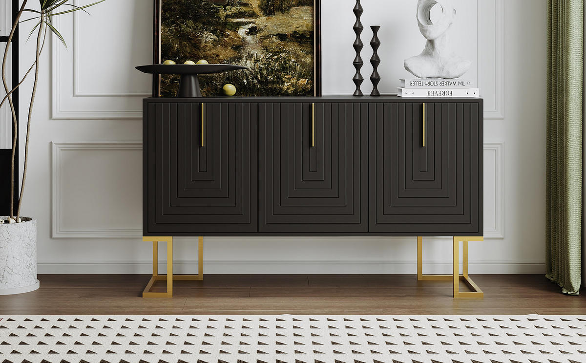 SIDEBOARD Schwarz 138/40/80,5CM - Schwarz, Holzwerkstoff/Metall (40/80.5/138cm) - Urban Meuble
