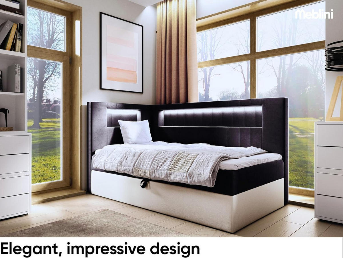 KINDERBETT GARETH 3 - Schwarz/Weiß, Holzwerkstoff (93/212cm) - Meblini