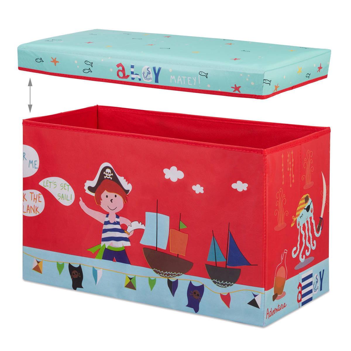 SITZBOX - Multicolor, Holzwerkstoff/Textil (60.5/36/30.5cm) - Relaxdays