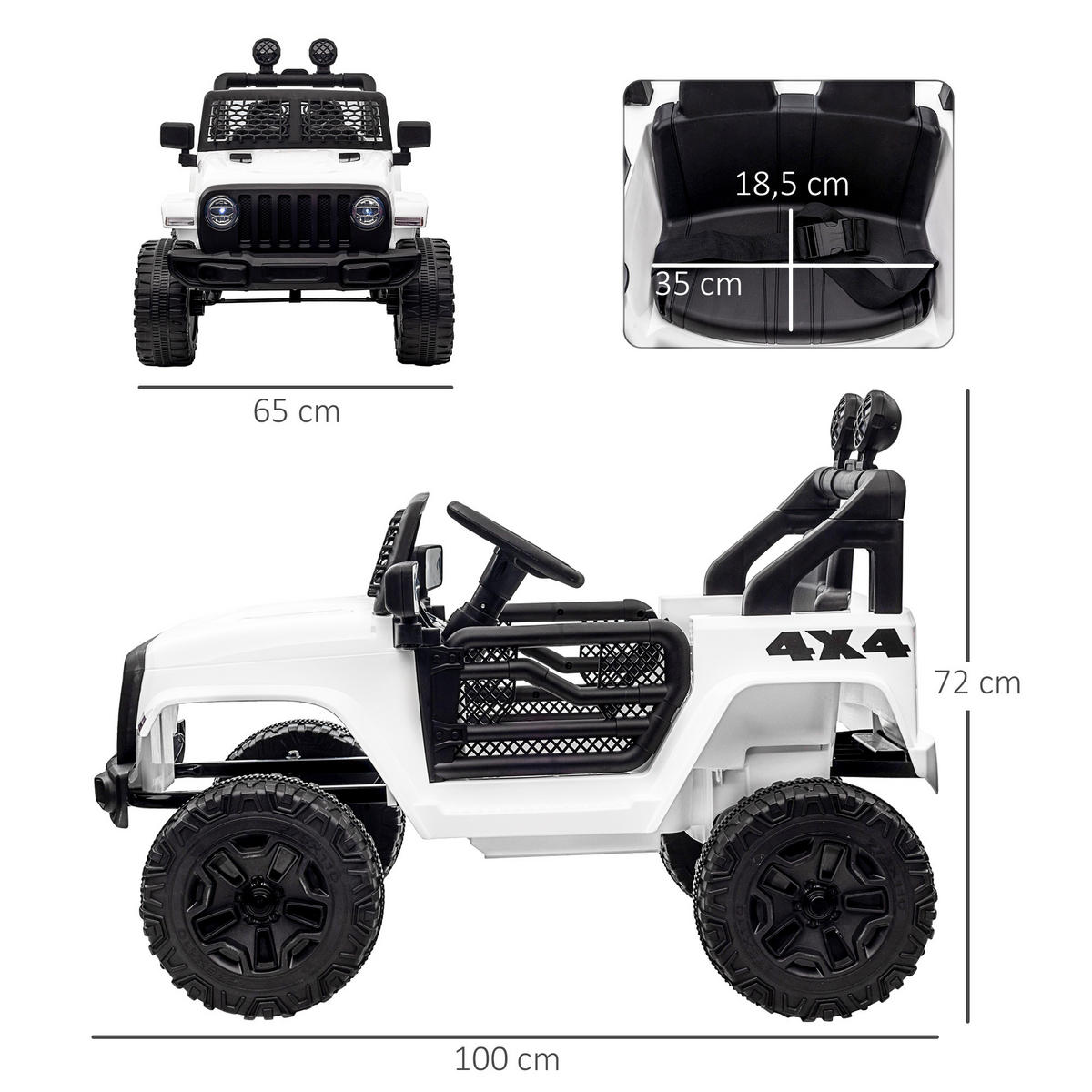 ELEKTRO-KINDERAUTO DE-13007 2,4G Fernbedienung Weiß - Weiß, Kunststoff (100/65/72cm) - ComfortXL