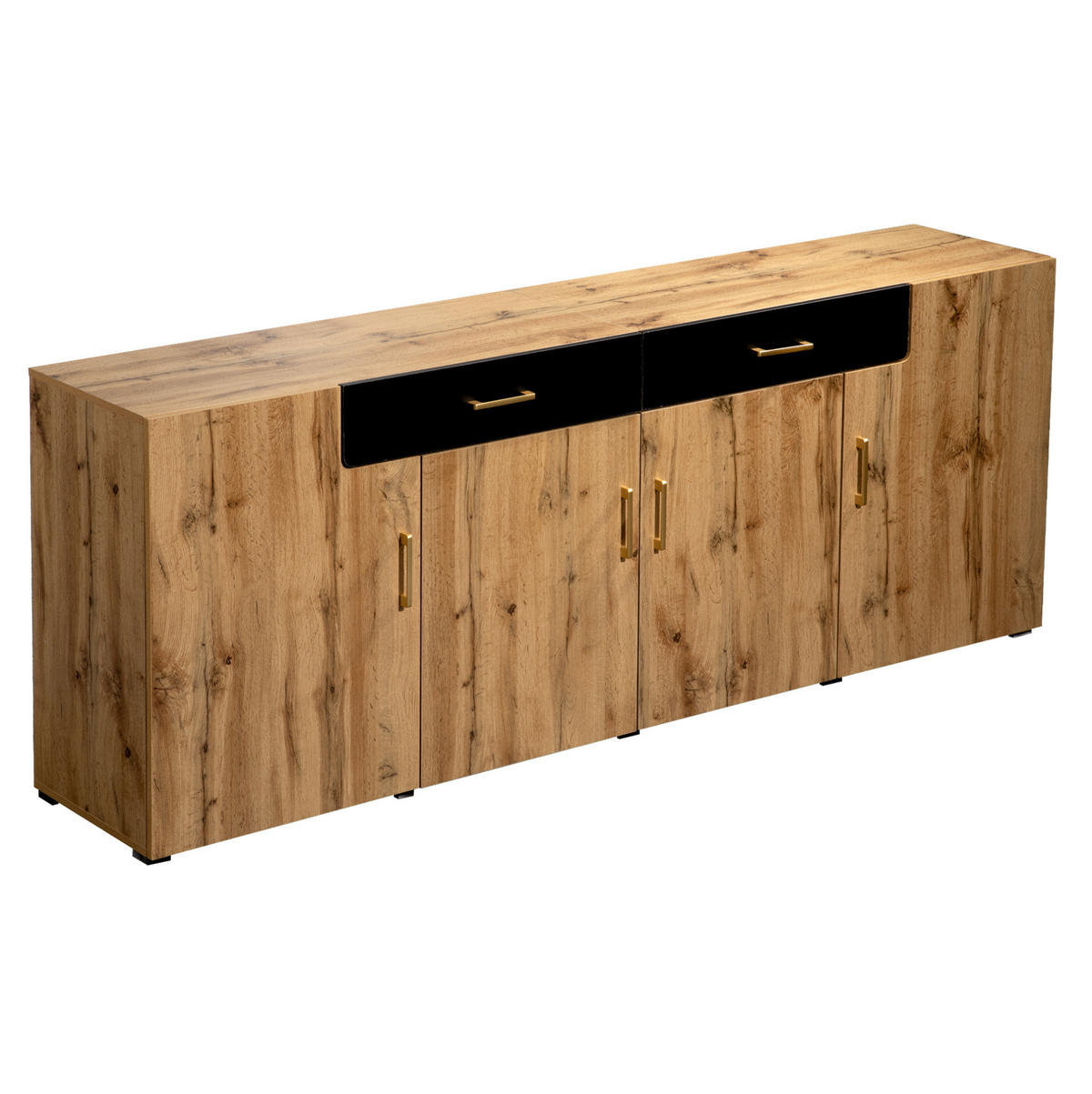 SIDEBOARD 208/39.5/80 cm Braun aus Spanplatte mit 4 Türen und 2 Schubladen - Braun, Holzwerkstoff (39.5/80/208cm) - OKMYHOME