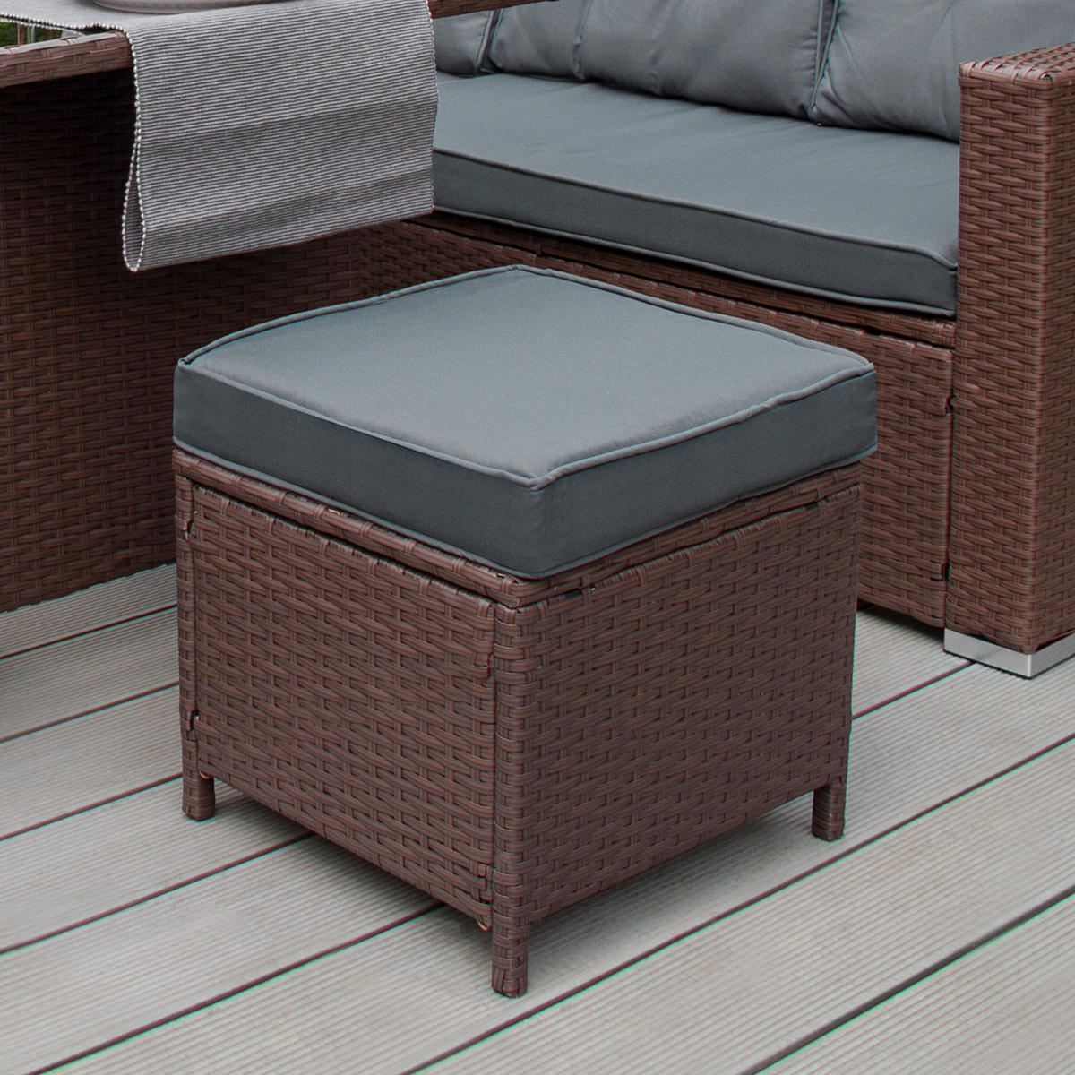 RATTAN-ECKGARNITUR 9-Sitzer - Braun, Kunststoff - Monstershop