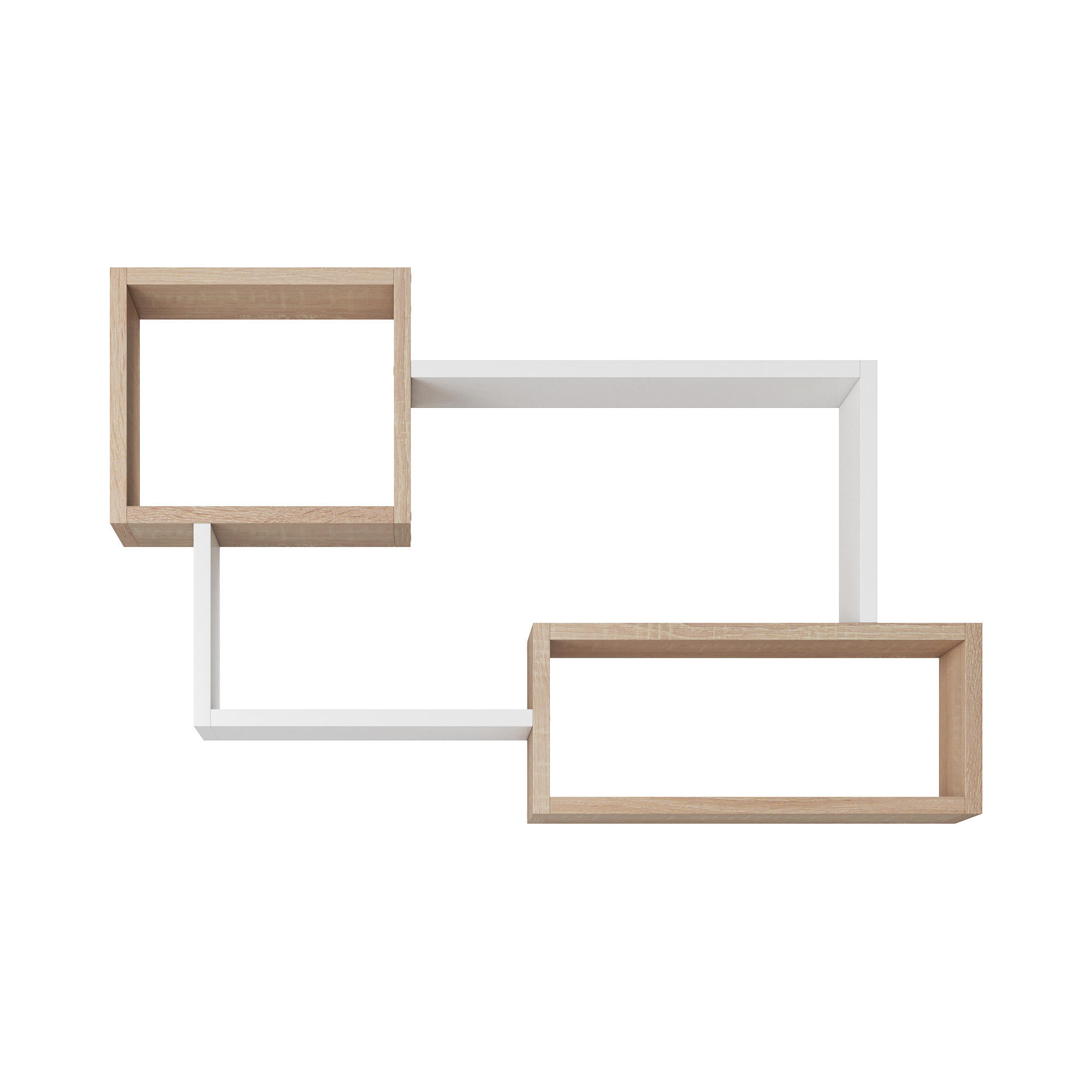 WANDREGAL Trio Eiche Sonoma / weiß 87 / 18 / 54cm - Braun/Weiß, Holz/Holzwerkstoff (87/54/18cm) - Feldmann-Wohnen