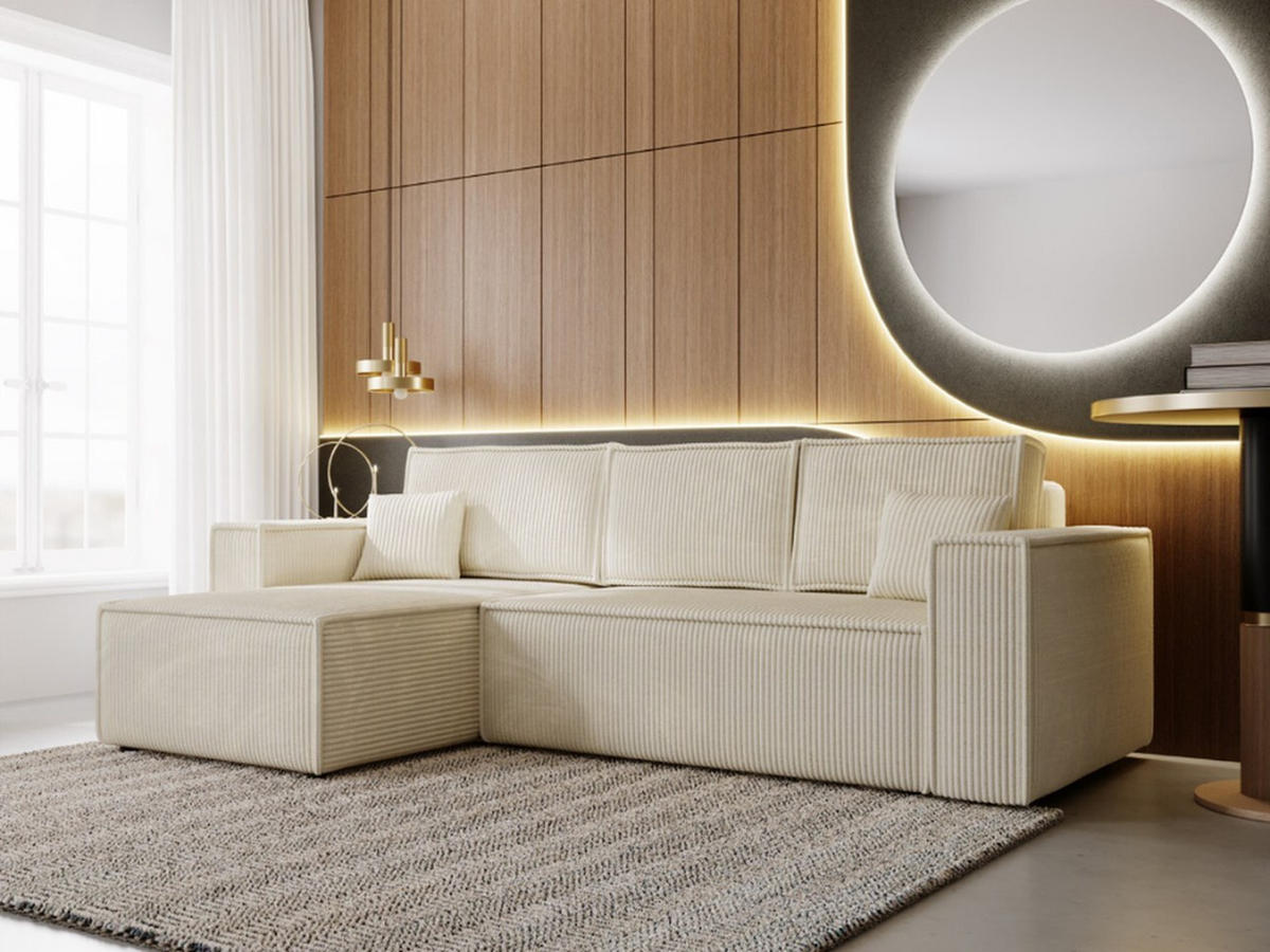 ECKSOFA Prato Beige Links - Beige/Schwarz, Holz/Kunststoff (170/280cm) - Graingold