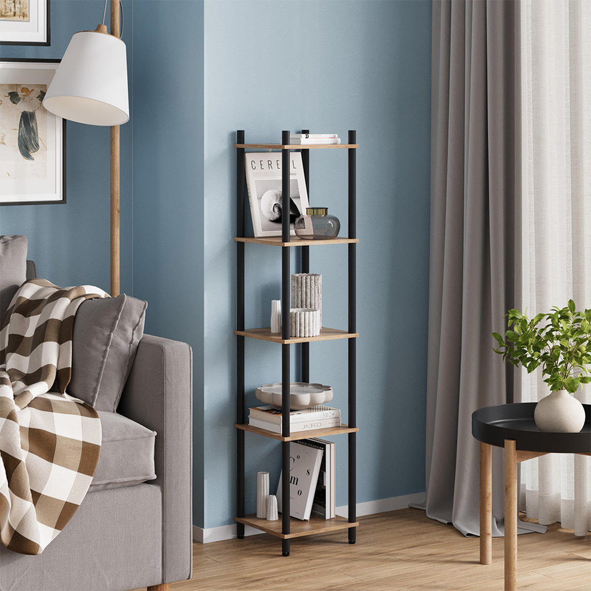 ROHOVÁ POLICE Bivio Zlatý dub power/antracit - medově dubová, kompozitní dřevo (30/133/30cm) - Vicco