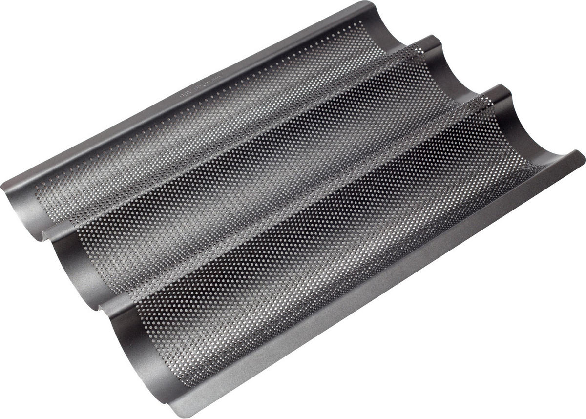 BROTBACKFORM Baguetteform / Backblech Laib & Seele für 3 Baguettes - Grau, Keramik (30/5/40cm) - Birkmann
