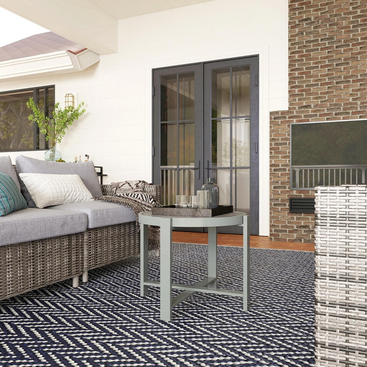 GARTEN BEISTELLTISCH Rund Grau - Grau, Metall (60/60/46cm) - ComfortXL